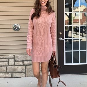 Turtleneck Pullover Sweaters Casual Long Sleeve Plain Winter Knit Sweater Dress